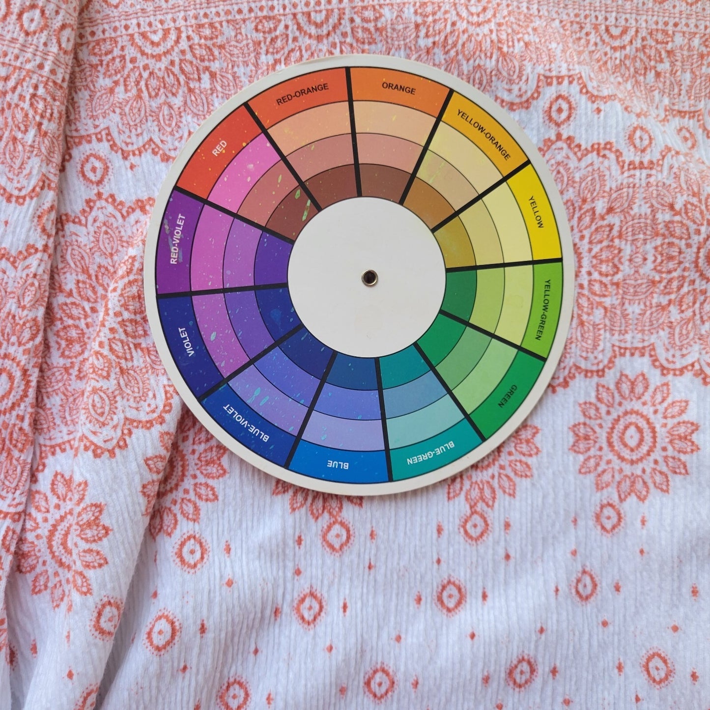 Blue Mountain Women's Plus Size 2X Top Orange Geometric V-Neck 3/4 Sleeve