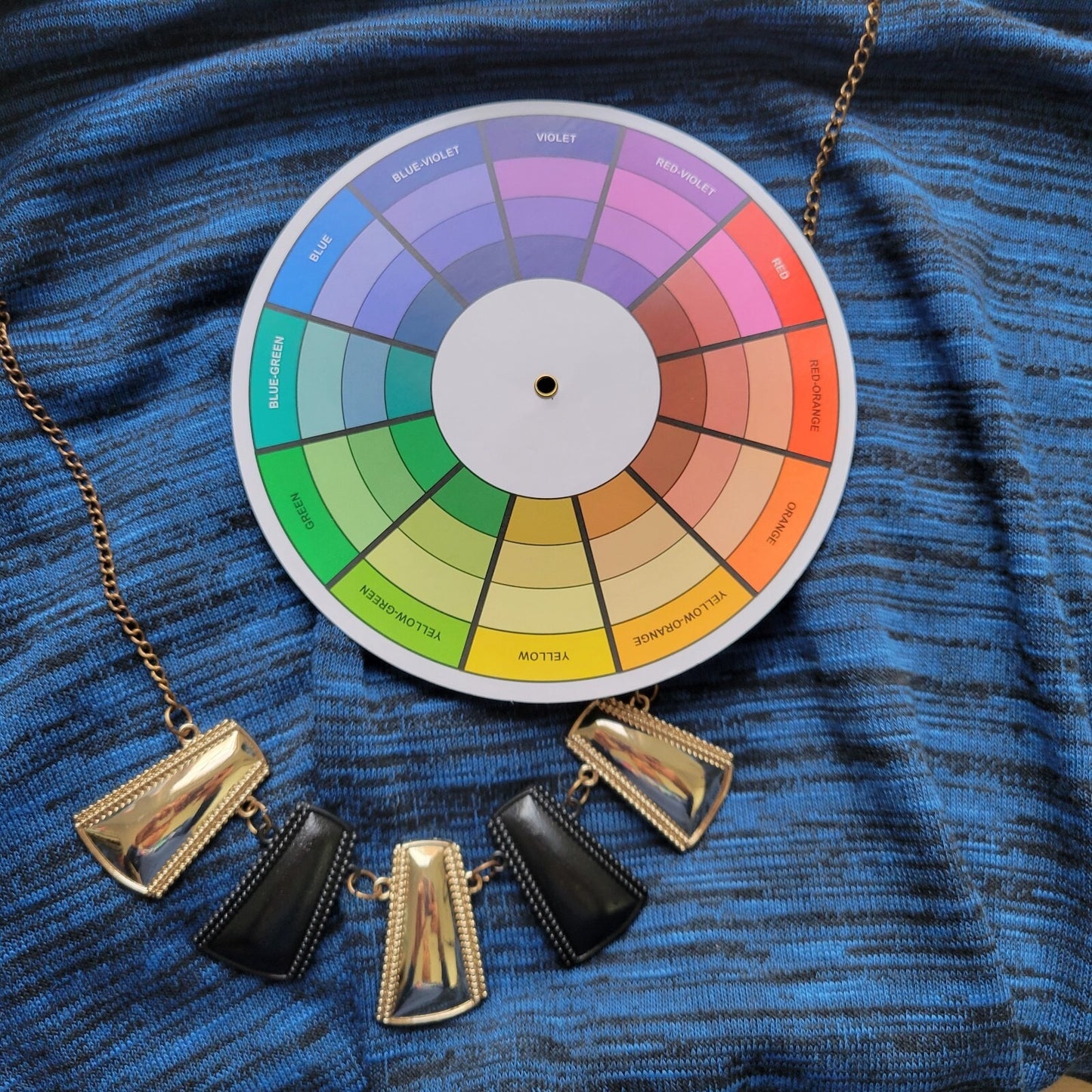 Bongo Womens Top 1X Plus Blue Heather with Necklace Chiffon Hem Knit Poly Blend