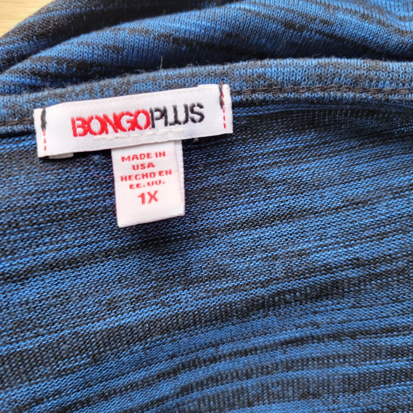 Bongo Womens Top 1X Plus Blue Heather with Necklace Chiffon Hem Knit Poly Blend