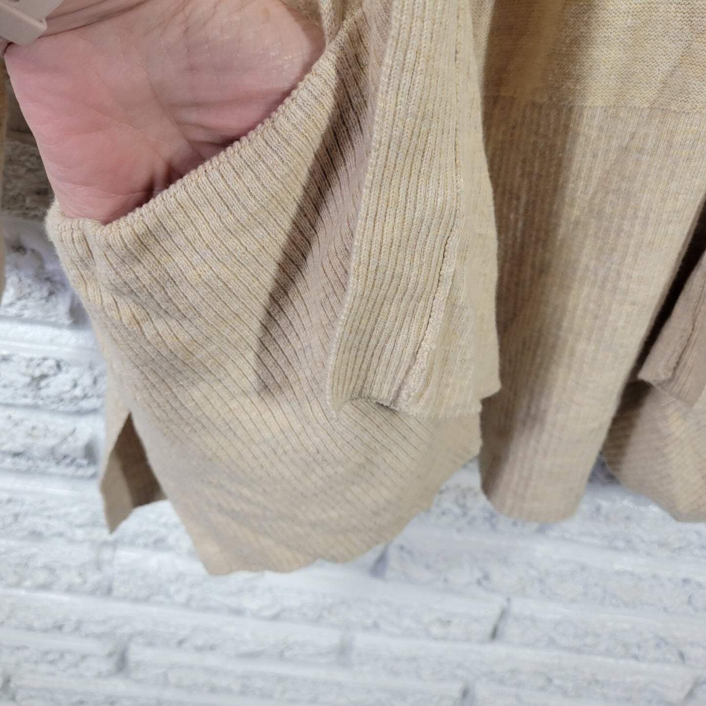 Croft Barrow Womens Sweater 1X Plus Open Knit Beige Lightweight Cotton Blend