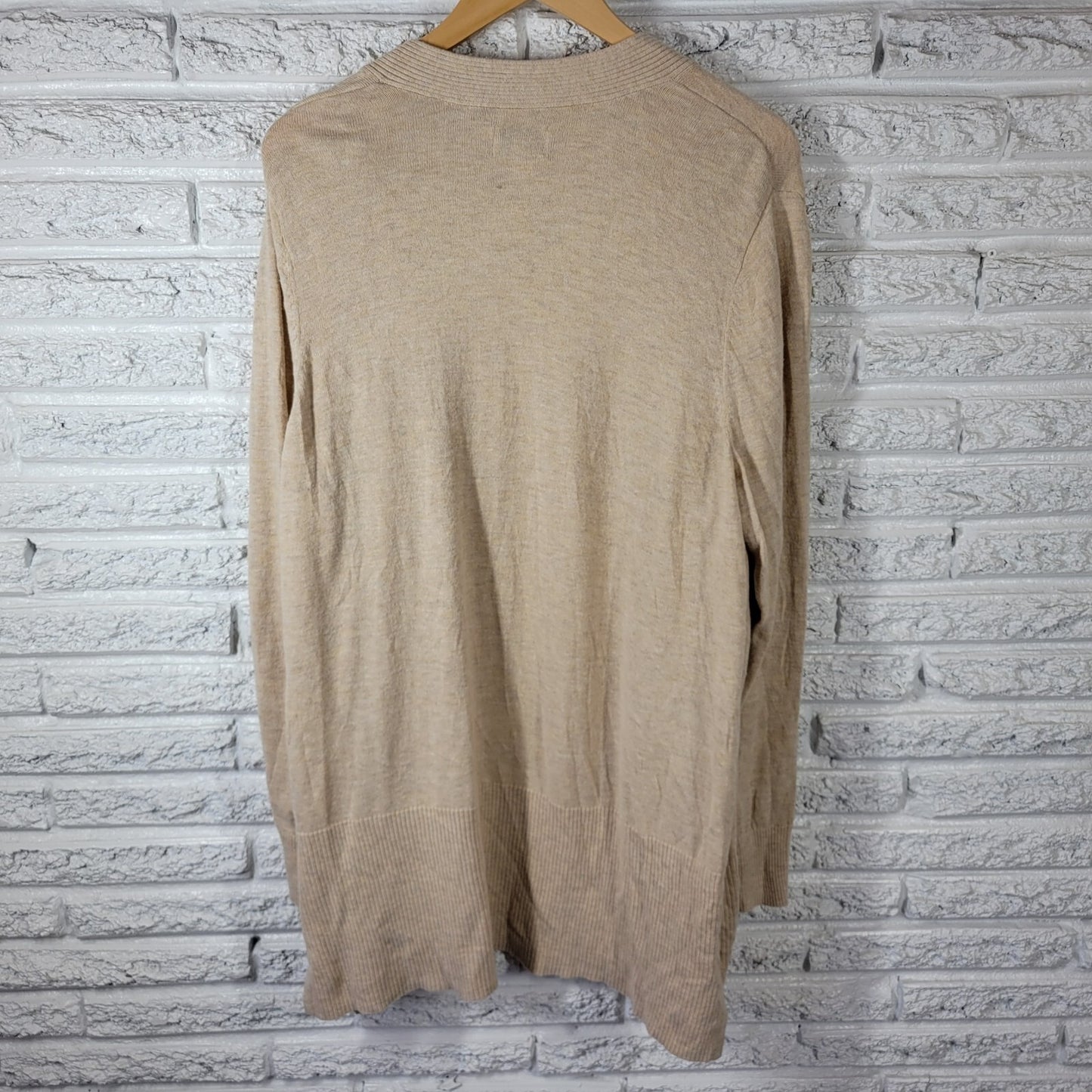Croft Barrow Womens Sweater 1X Plus Open Knit Beige Lightweight Cotton Blend