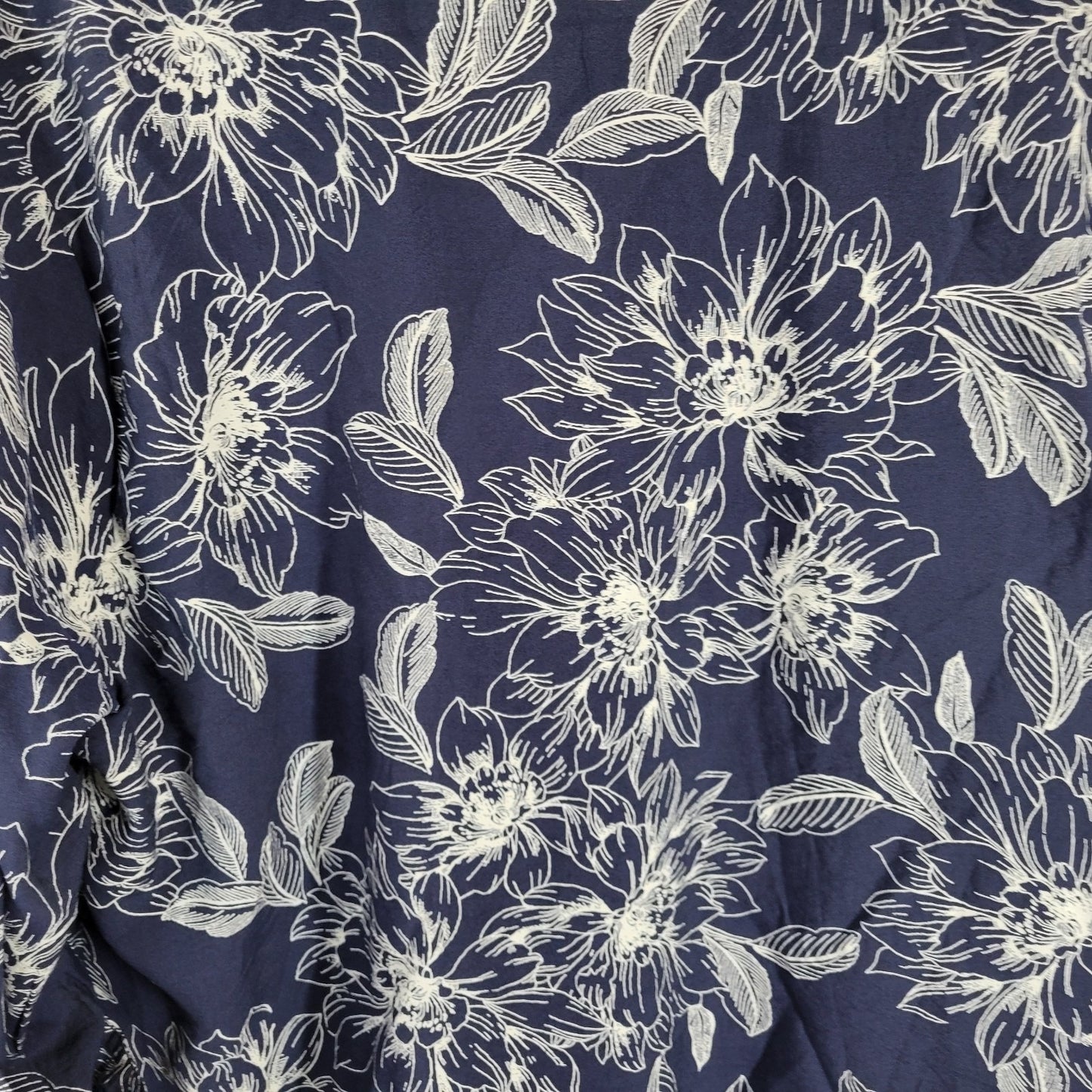 Sara Michelle Womens Plus Size 3X Blue White Floral Top Blouse 3/4 Sleeve Button
