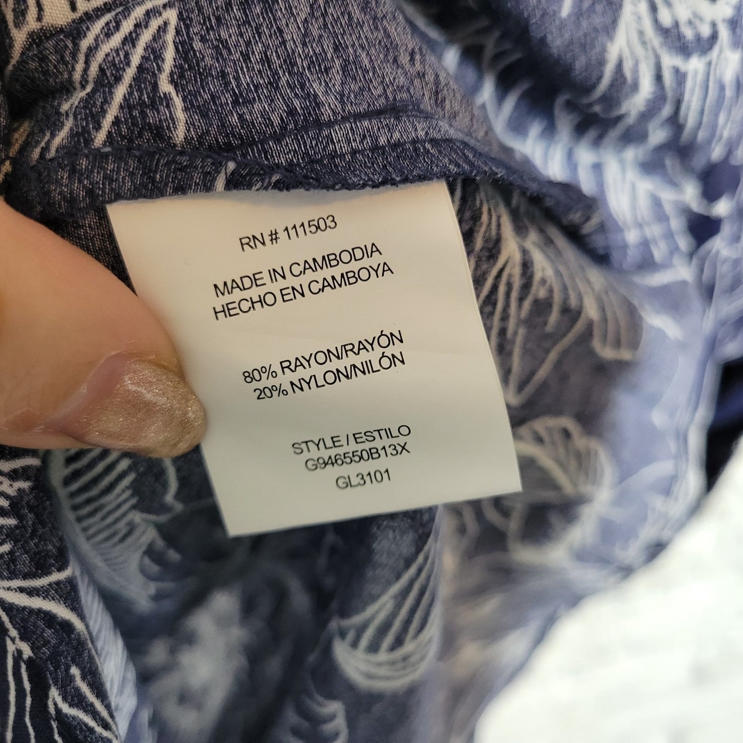 Sara Michelle Womens Plus Size 3X Blue White Floral Top Blouse 3/4 Sleeve Button