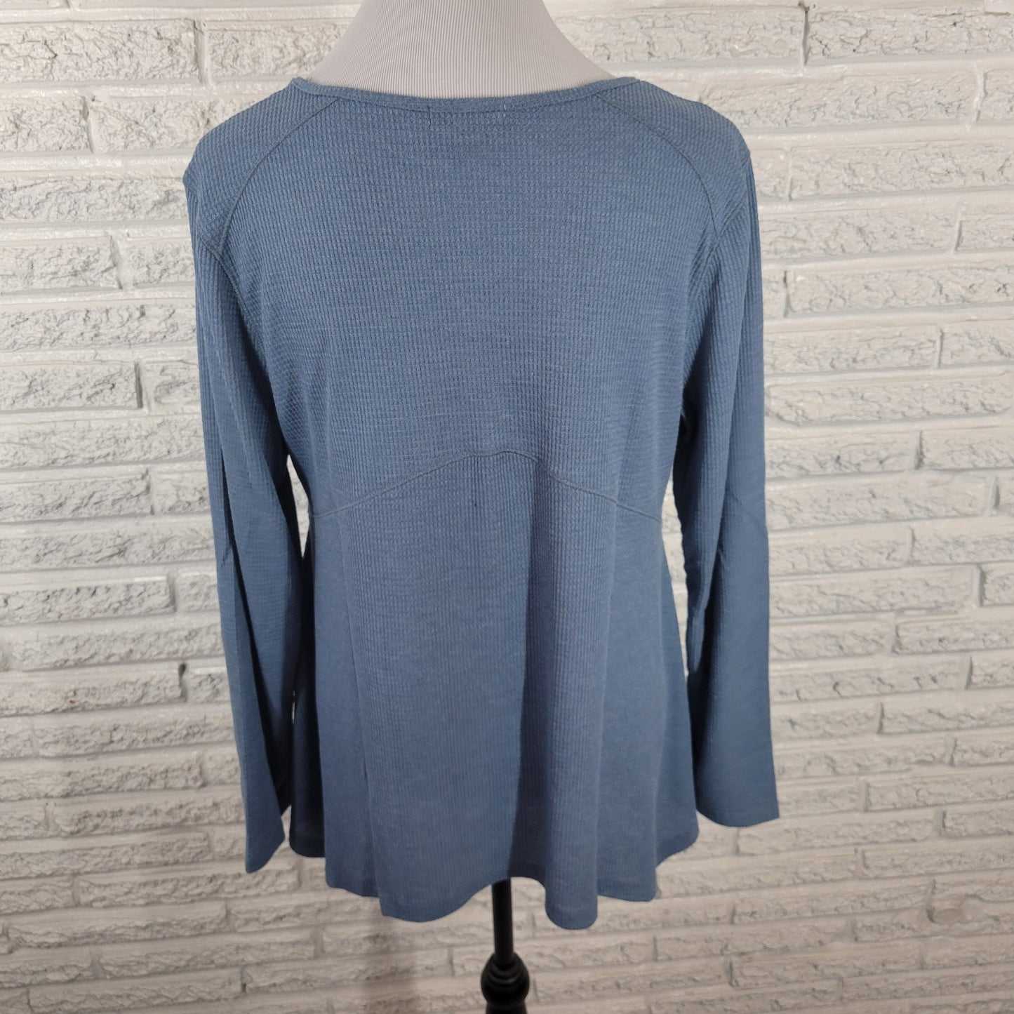 Live Let Live Womens Top XL Waffle Knit Blue Asymmetric Studded Comfy Casual