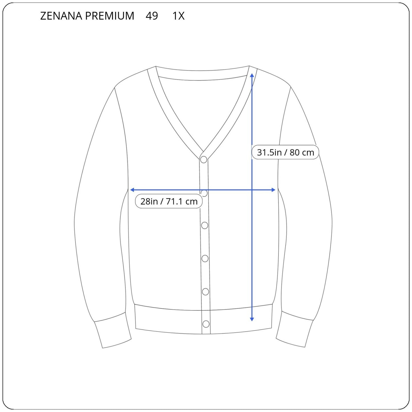 Zenana Premium Womens Top 1X Plus Cardigan Blue Button Up Tied Front Soft Comfy