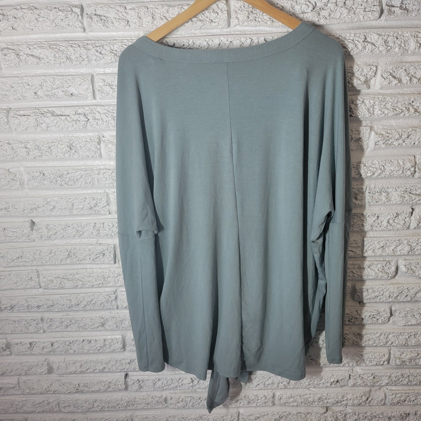 Zenana Premium Womens Top 1X Plus Cardigan Blue Button Up Tied Front Soft Comfy