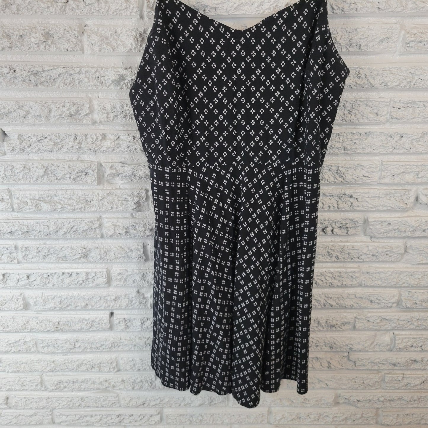 Old Navy Womens Dress XL Tall Slip Mini Black White Geometric Flirty Zip Casual
