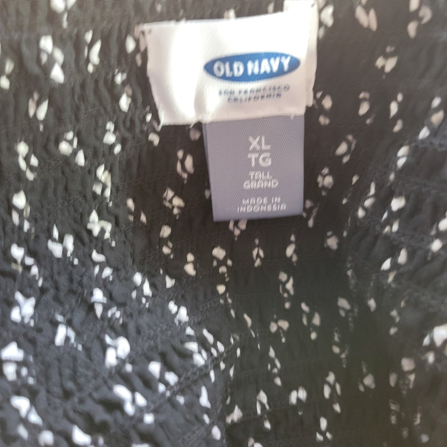 Old Navy Womens Dress XL Tall Slip Mini Black White Geometric Flirty Zip Casual