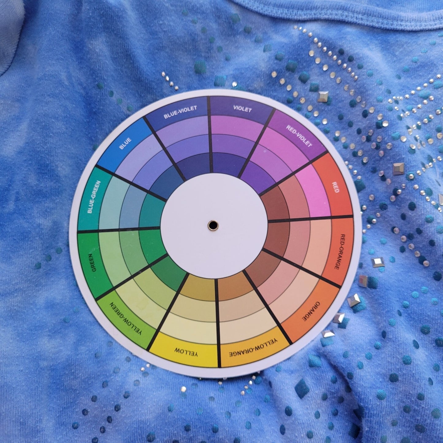 Avenue Womens Top 18 20 Plus Tee Short Sleeve Blue Tie Dye Studded Comfy Cotton