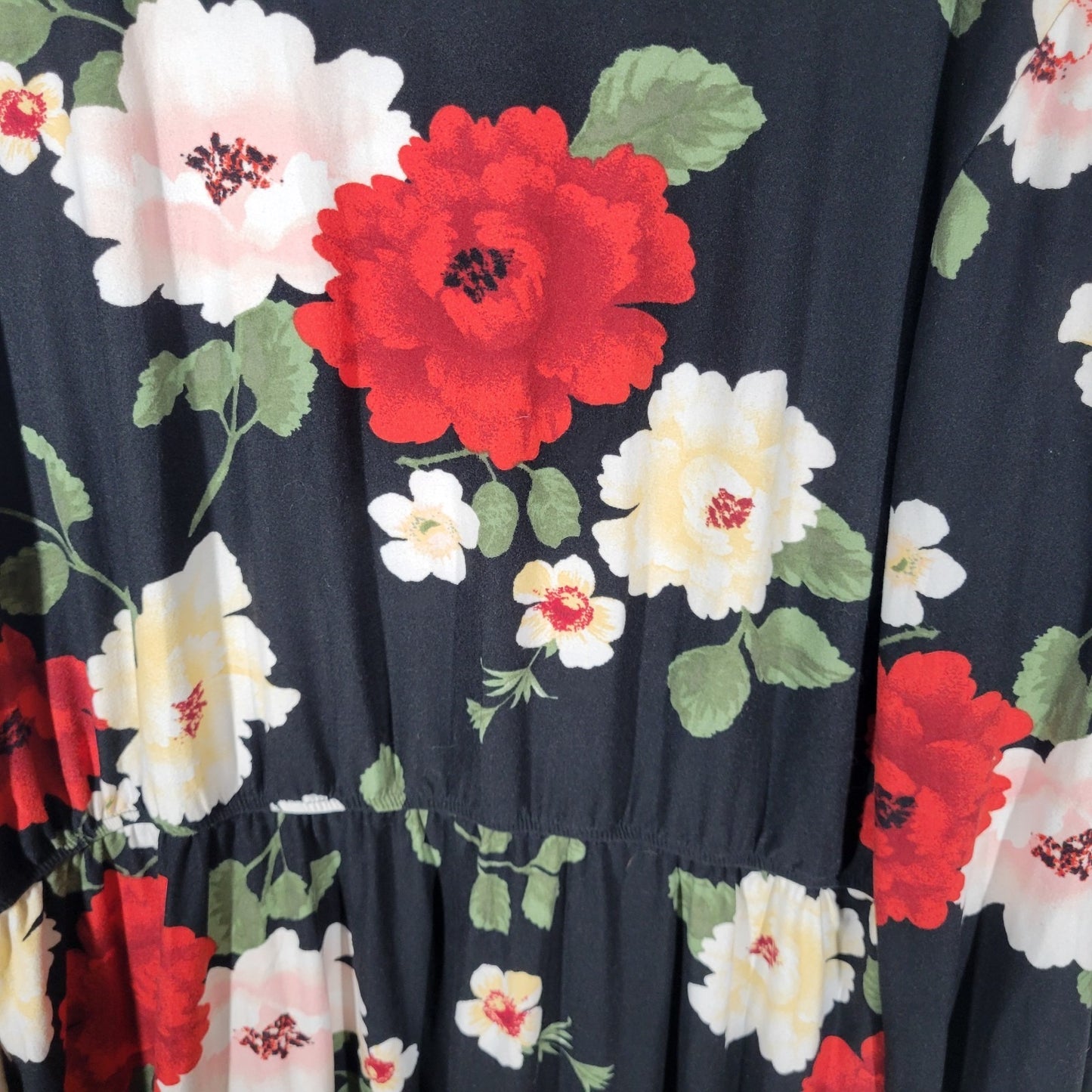 Derek Heart Women Dress 3X Plus Black Red Floral Long Sleeve Office Casual Comfy