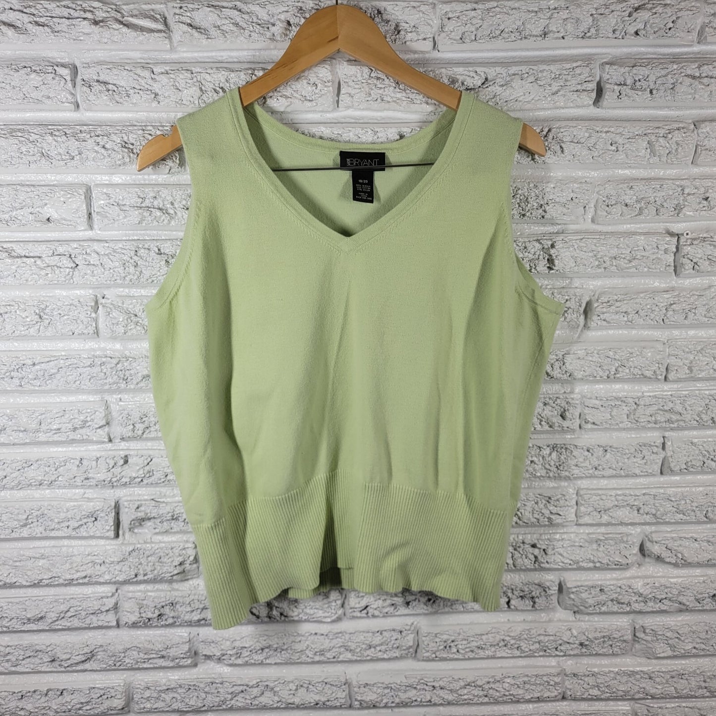 Lane Bryant Womens Top 18 20 Plus Tank Vest Knit Green Soft Stretchy Lightweight