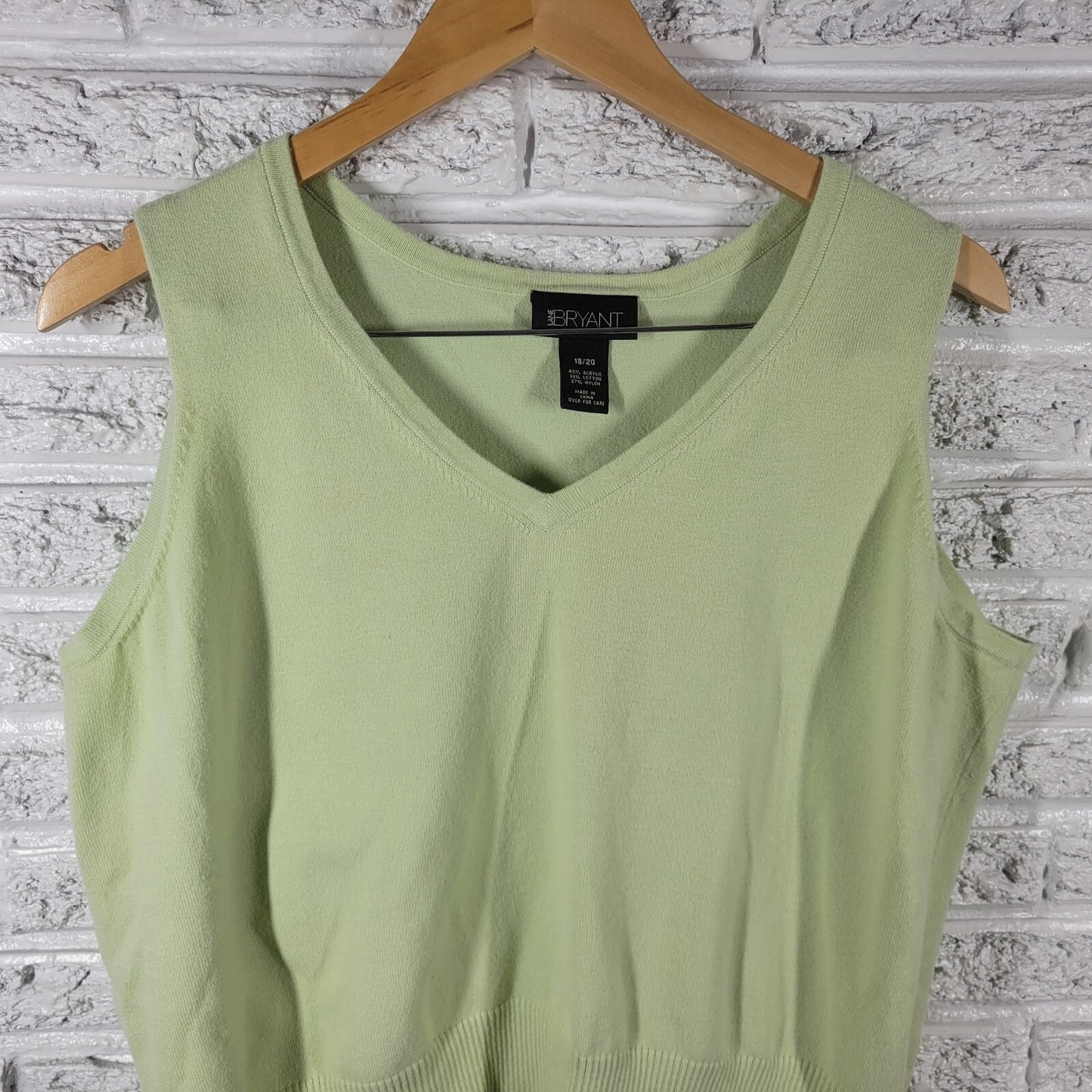 Lane Bryant Womens Top 18 20 Plus Tank Vest Knit Green Soft Stretchy Lightweight