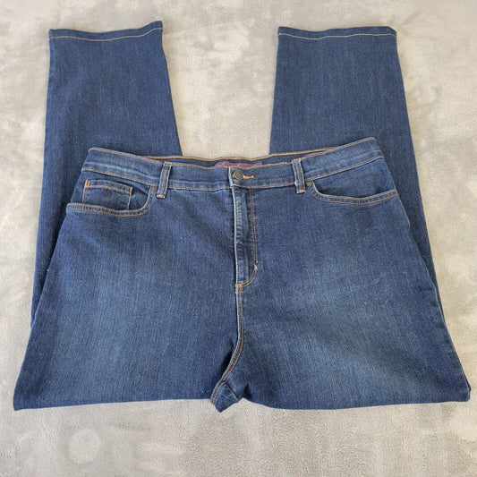 Gloria Vanderbilt Amanda Womens Jeans 18 Plus Straight Leg Dark Blue Denim Comfy
