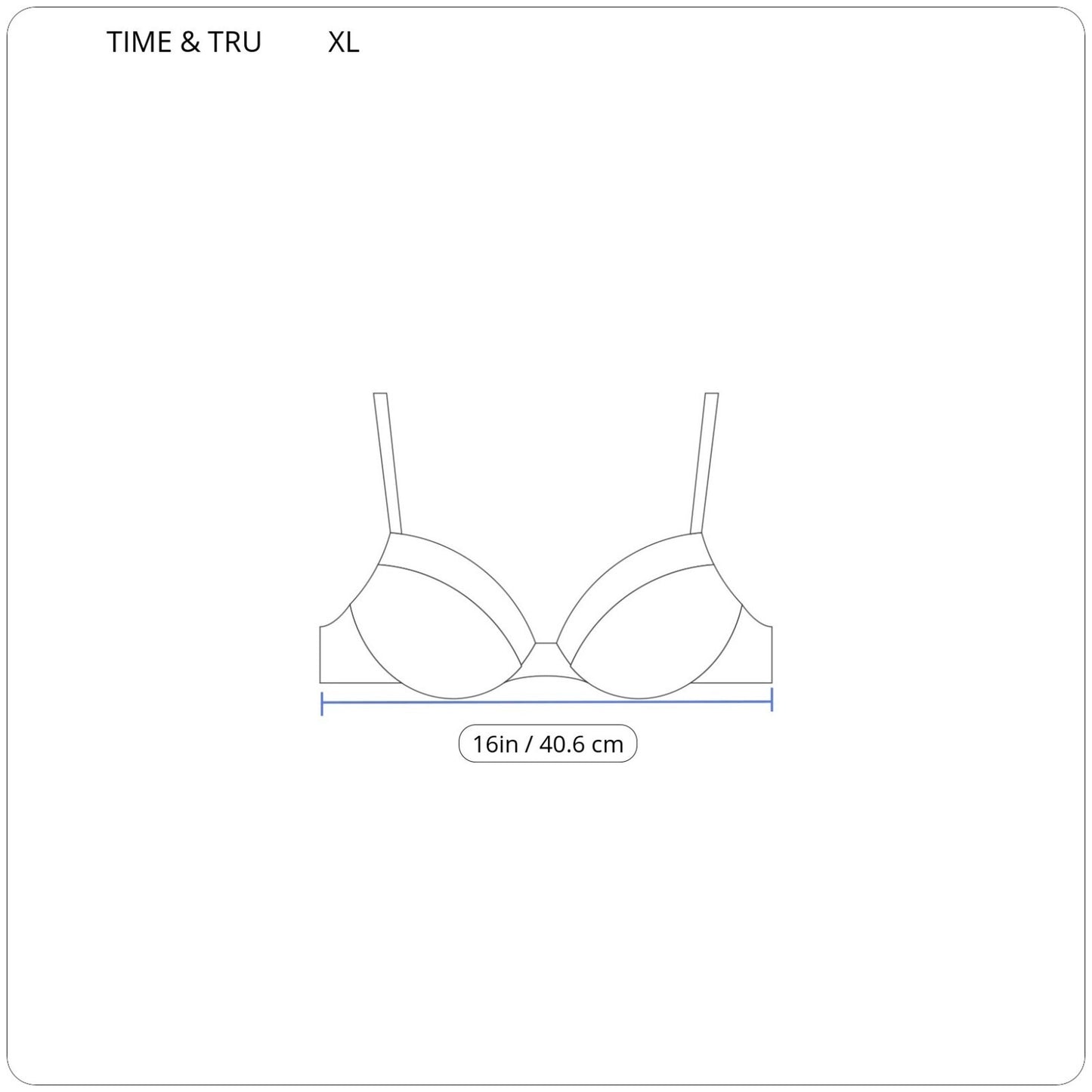 Time Tru Womens Bikini Top XL 16 18 Blue Pink Stripe Ruffle Bra Lightweight