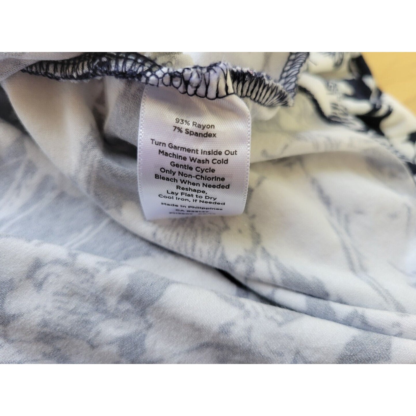 Talbots Womens Top 2X Plus 3/4 Sleeve Blue Floral Rayon Spandex Office Casual