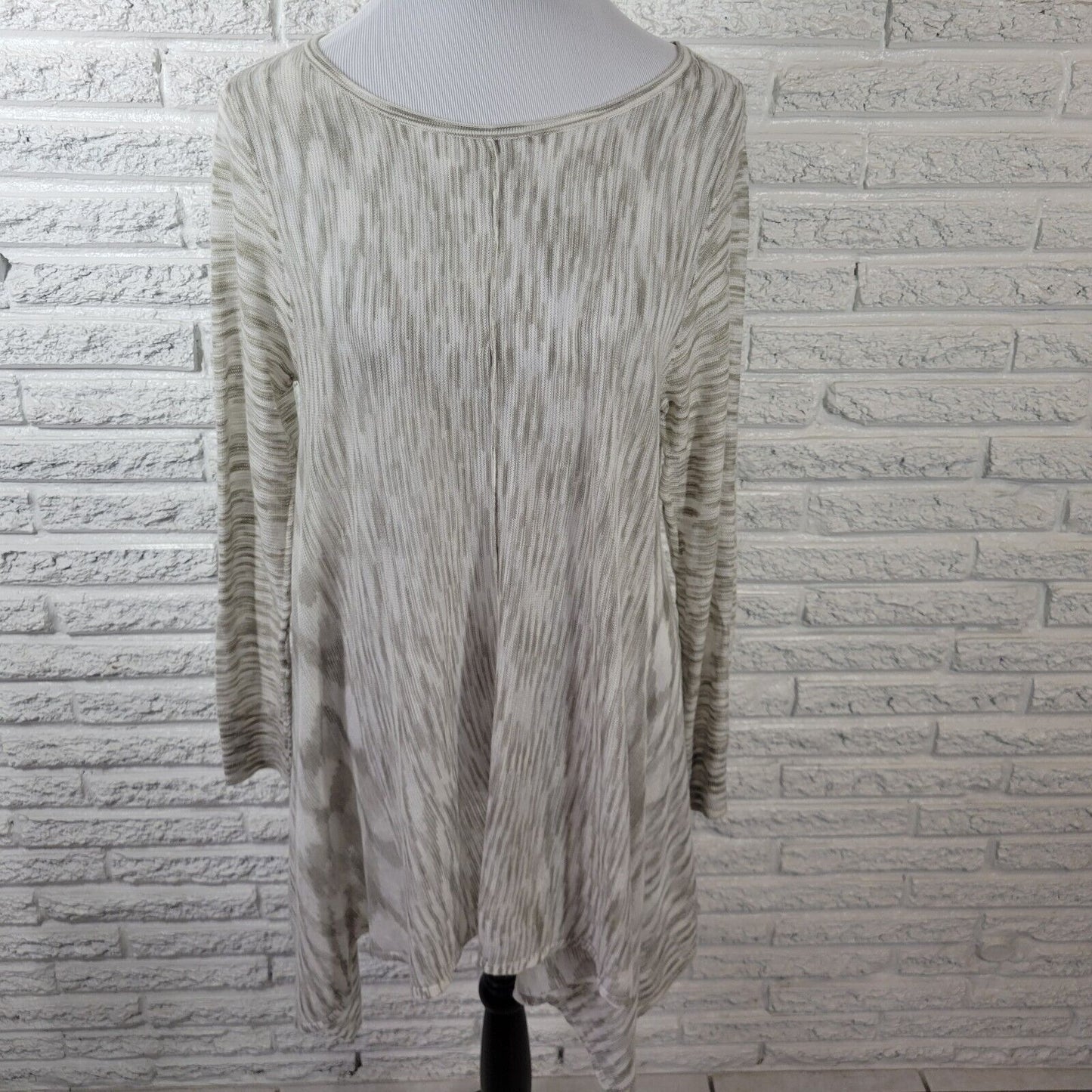 Knox Rose Women Top 1 1X Plus Tunic Gray Watercolor Asymmetric Lightweight Soft