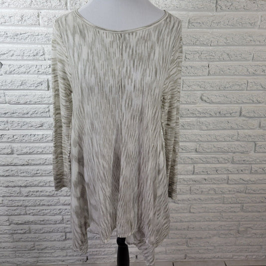 Knox Rose Women Top 1 1X Plus Tunic Gray Watercolor Asymmetric Lightweight Soft