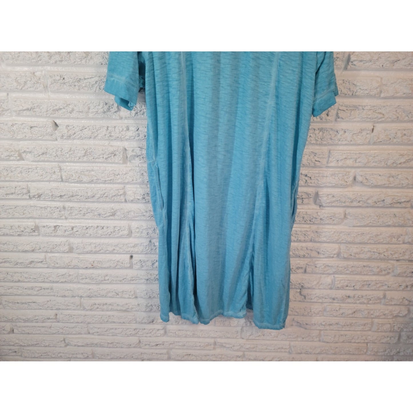 LOGO Lori Goldstein QVC Womens Dress XLP Mini Short Sleeve Blue Heather Pockets