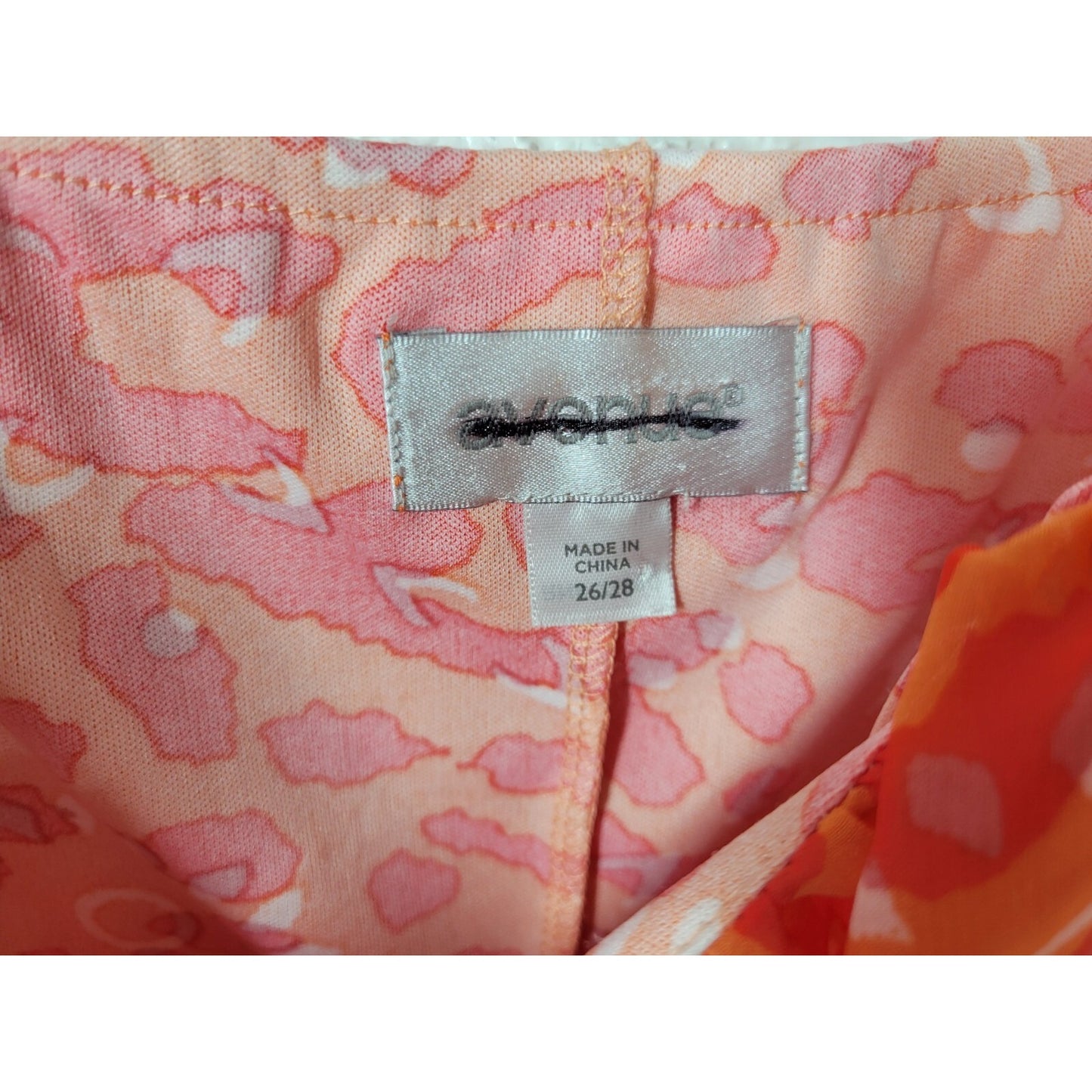 Avenue Womens Top 26 28 Plus Swing Wide Strap Orange Watercolor Lightweight