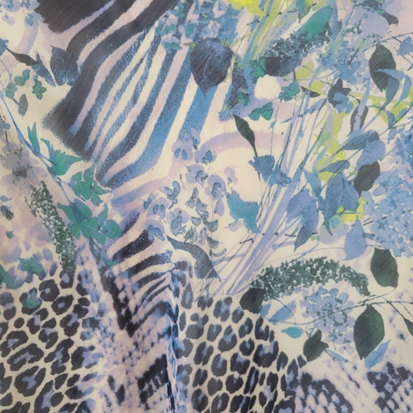 Laura Scott Womens Top 1X Plus Sleeveless Drape Neck Blue Lavender Animal Print