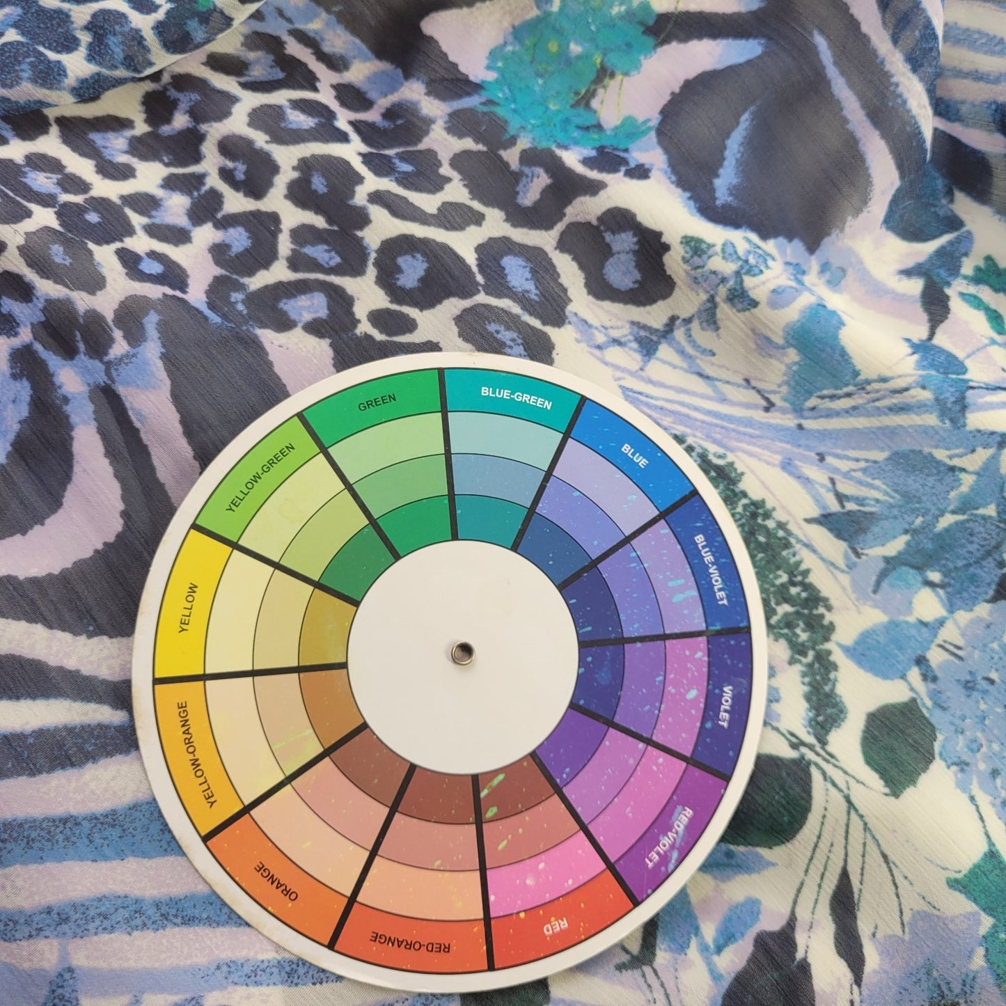 Laura Scott Womens Top 1X Plus Sleeveless Drape Neck Blue Lavender Animal Print