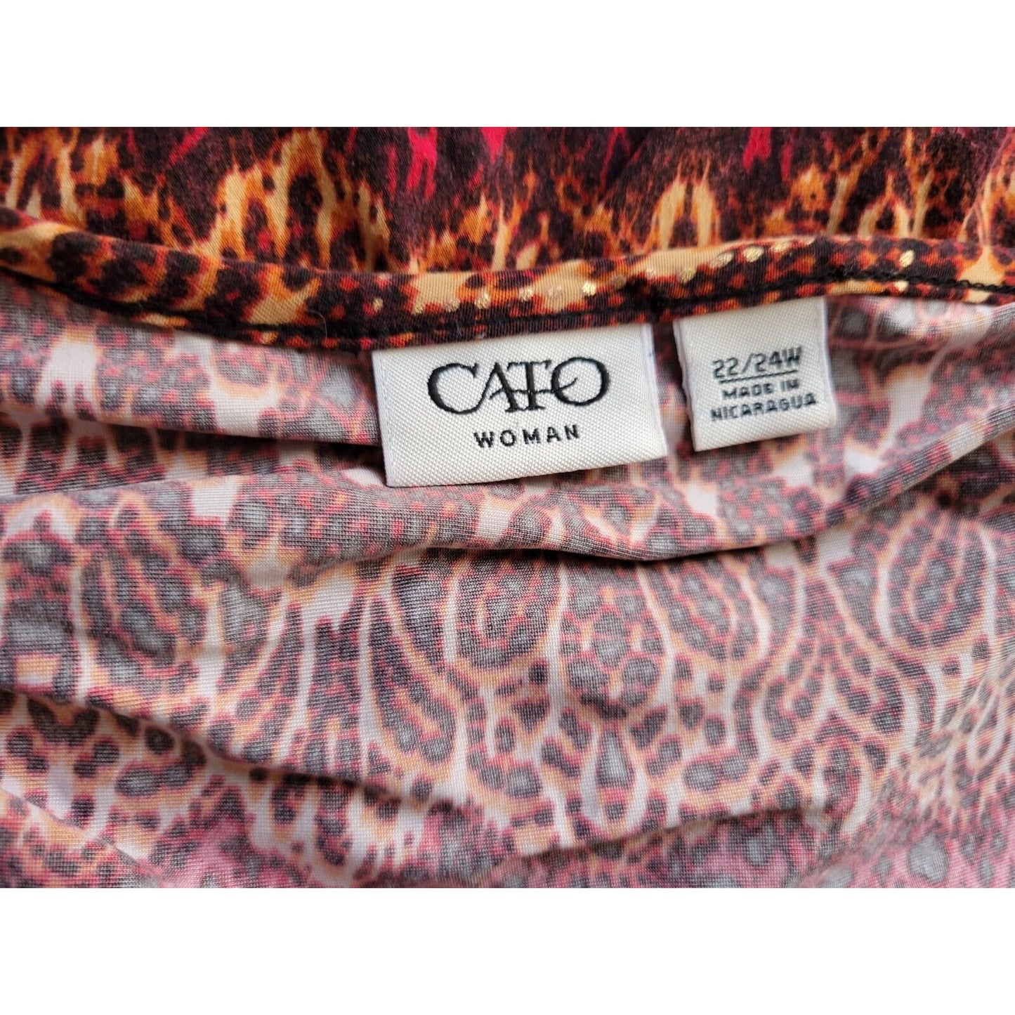 Cato Womens Top 22W 24W Plus 3/4 Sleeve Brown Poly Blend Career Casual
