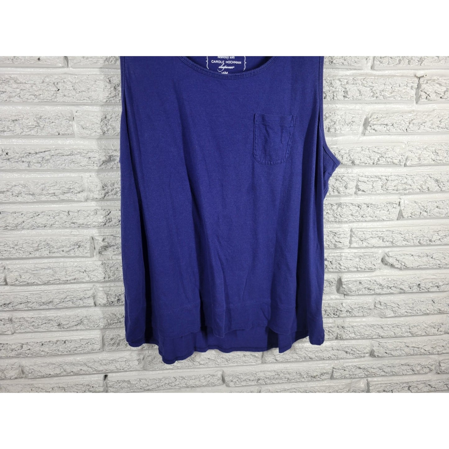Carole Hochman Womens Pajama Top 2X Plus Tank Blue  Cotton Blend Heavenly Soft