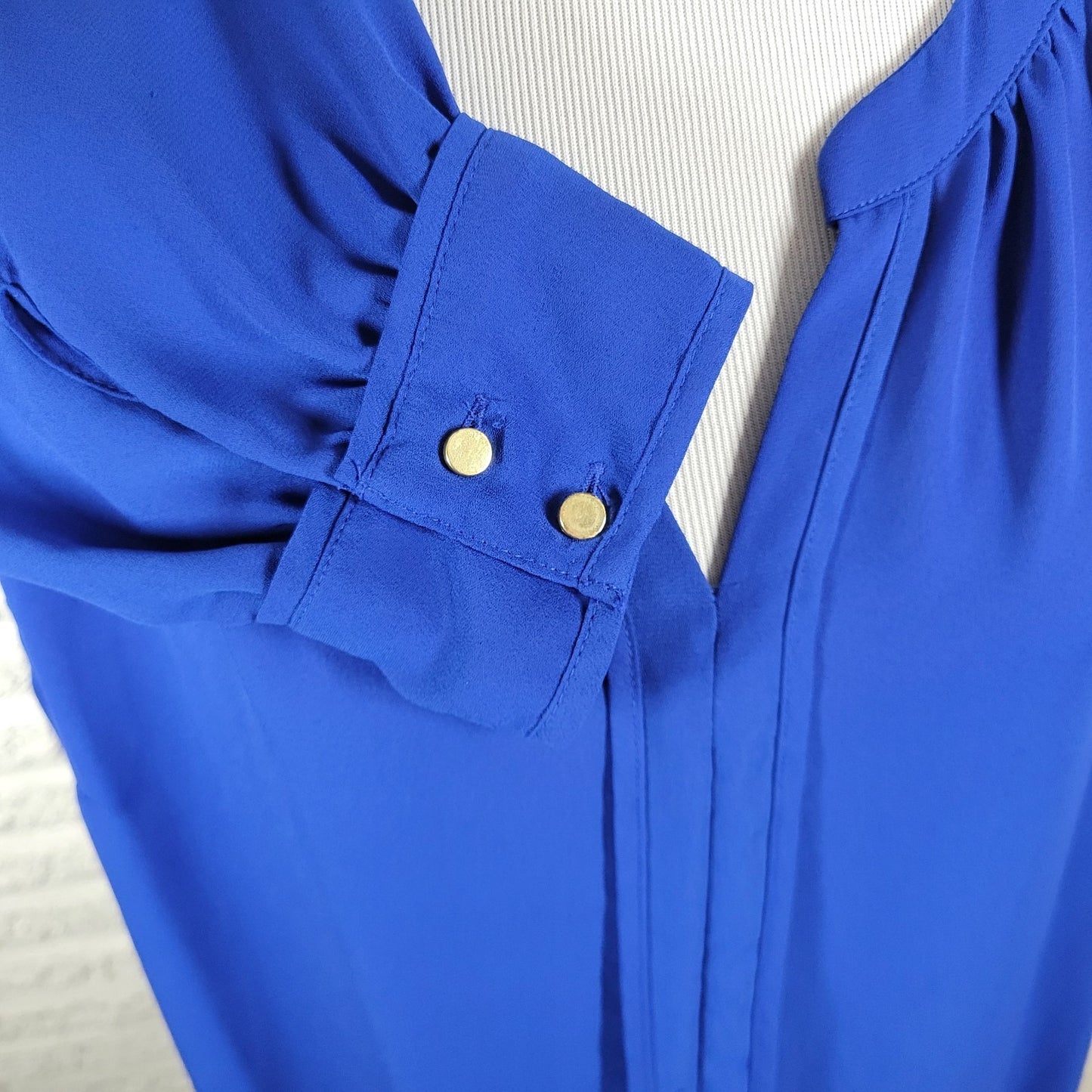 Liz Claiborne Womens Top 1X Plus Long Sleeve Blue Lightweight Polyester Sheer