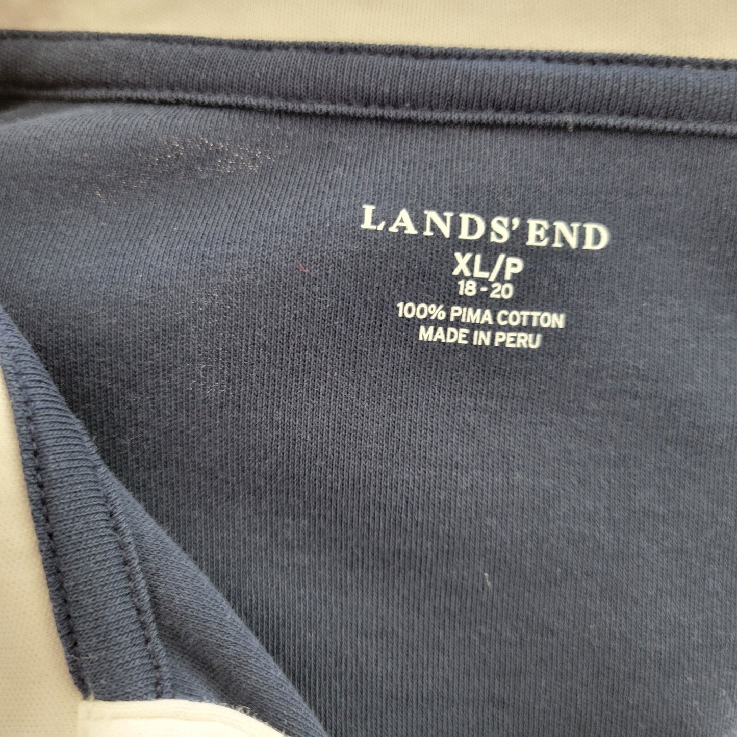 Lands End Women Dress XLP Petite Sleeveless Mini Blue Cotton Collar Comfy Casual