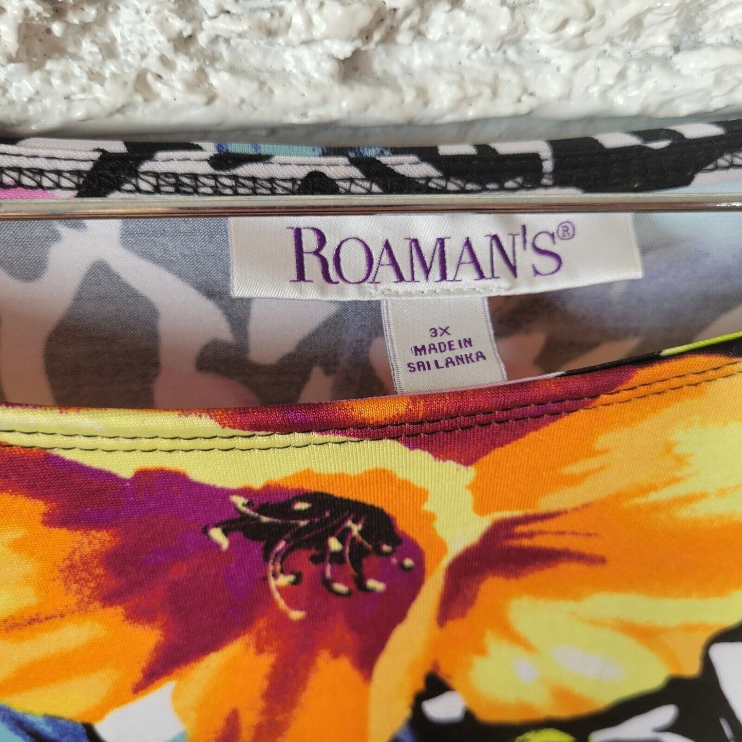 Roamans Women Top 3X Short Sleeve Yellow Floral Poly Blend Career Casual Stretch