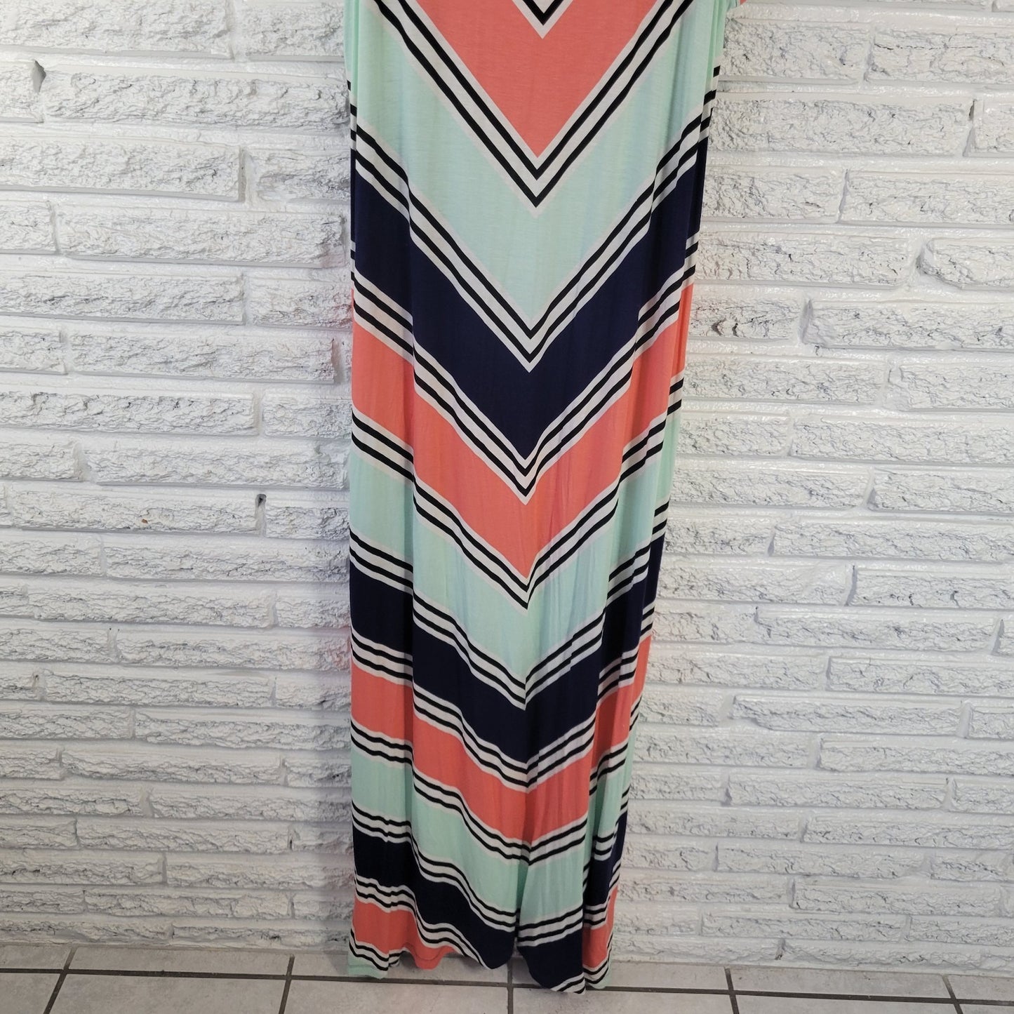 Apt. 9 XL Blue Pink Floral Sleeveless Maxi Dress Rayon Spandex Stretch Casual