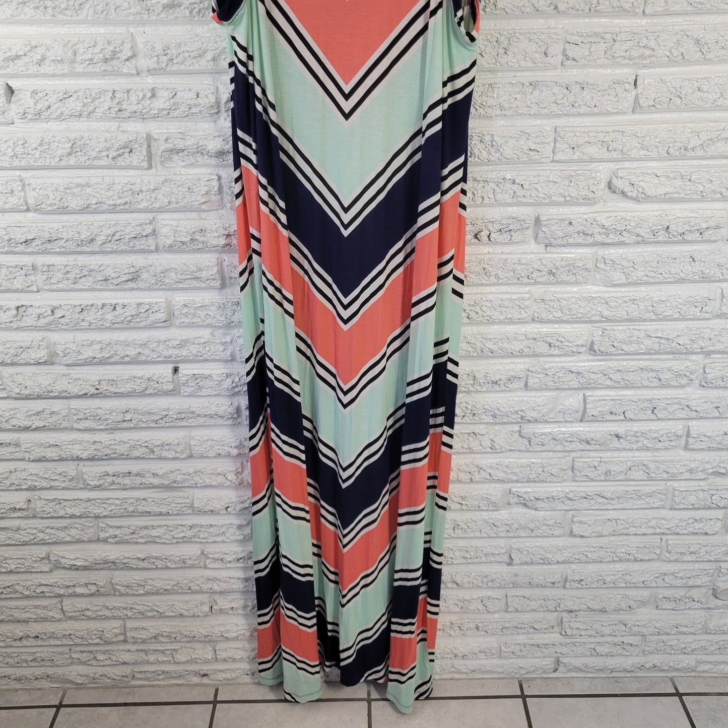 Apt. 9 XL Blue Pink Floral Sleeveless Maxi Dress Rayon Spandex Stretch Casual