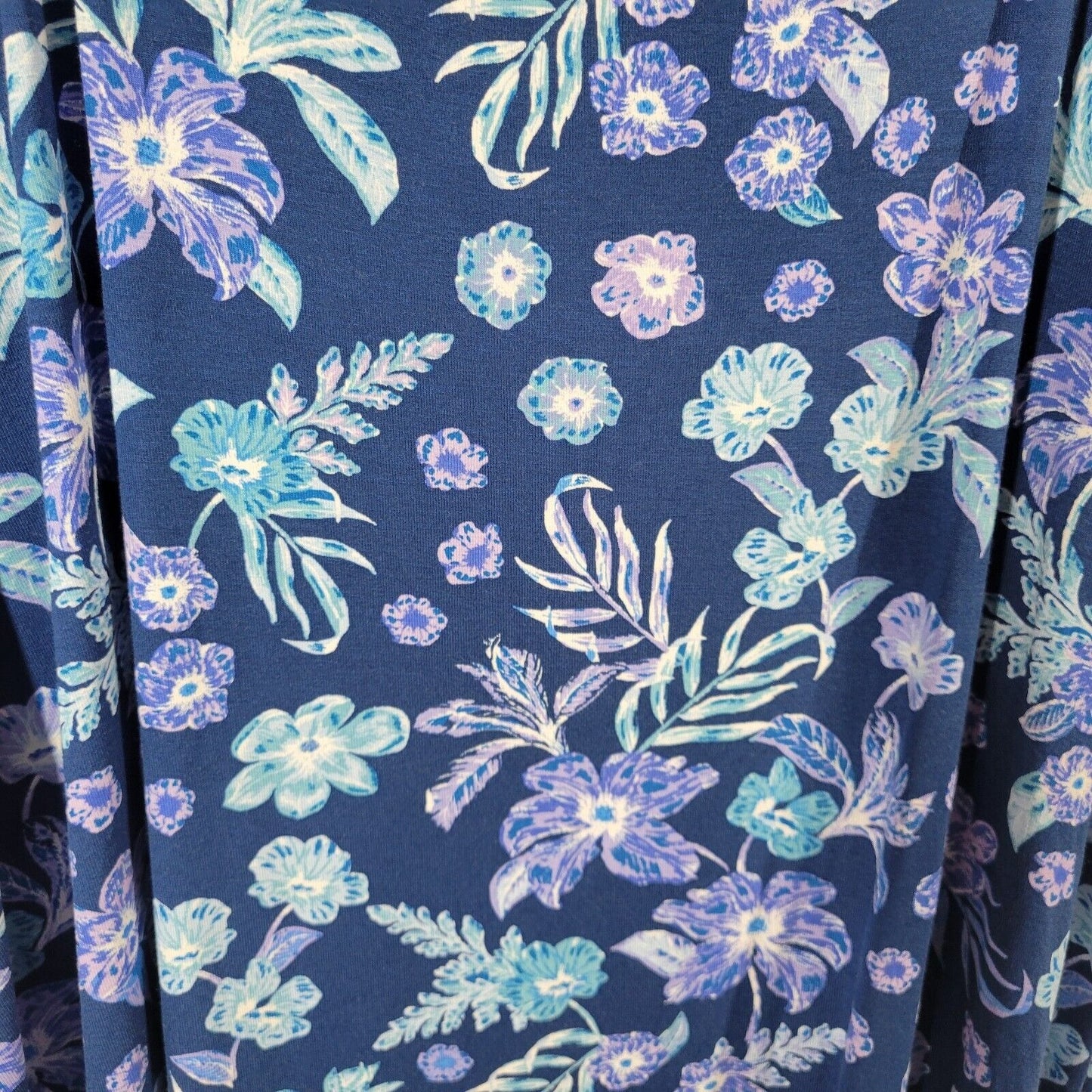 Avenue Womens Top 22 24 Tunic Cold Shoulder Adjustable Strap Blue Floral Comfy