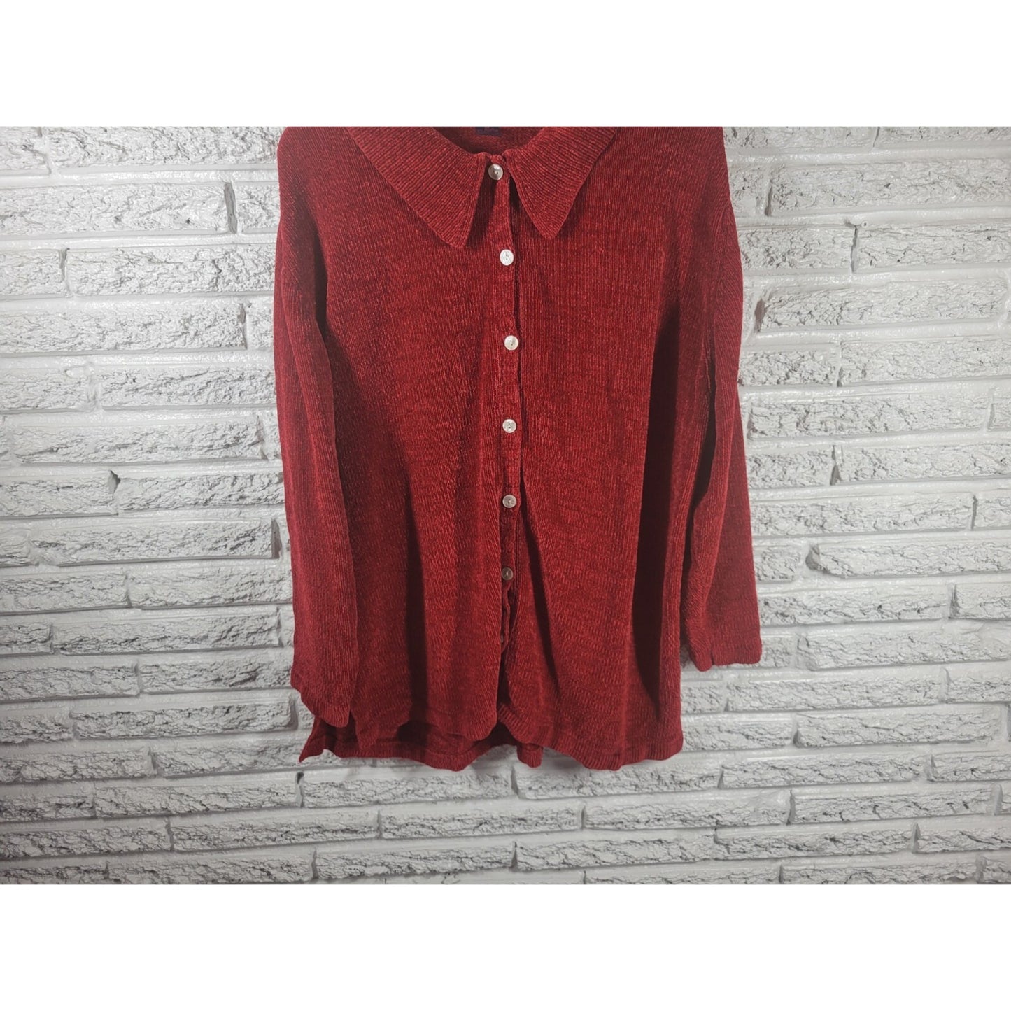 Denim Co Womens Sweater 2X Cardigan Long Sleeve Red Soft Acrylic Casual Button