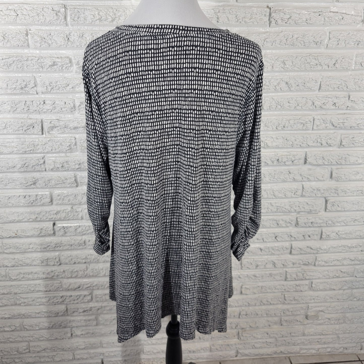 Philosophy Women Top XXL Plus Tunic 3/4 Sleeve Black Geometric Rayon Blend Comfy