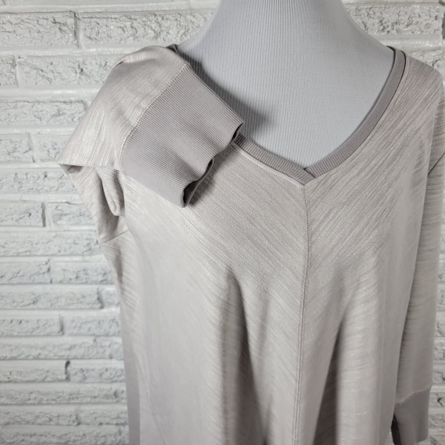 H by Halston Womens Sweatshirt 1X Plus Tunic 3/4 Sleeve Lightweight Gray Heather