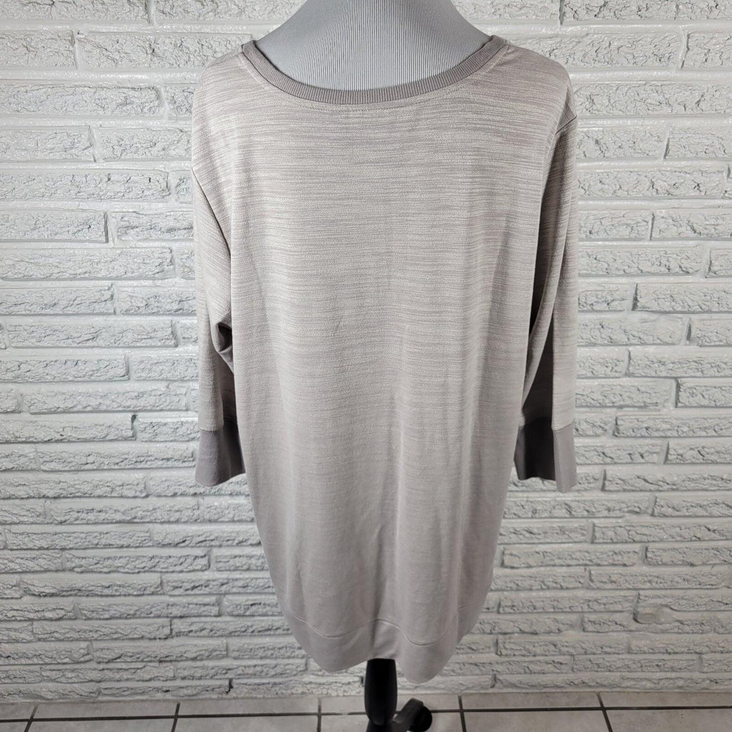 H by Halston Womens Sweatshirt 1X Plus Tunic 3/4 Sleeve Lightweight Gray Heather