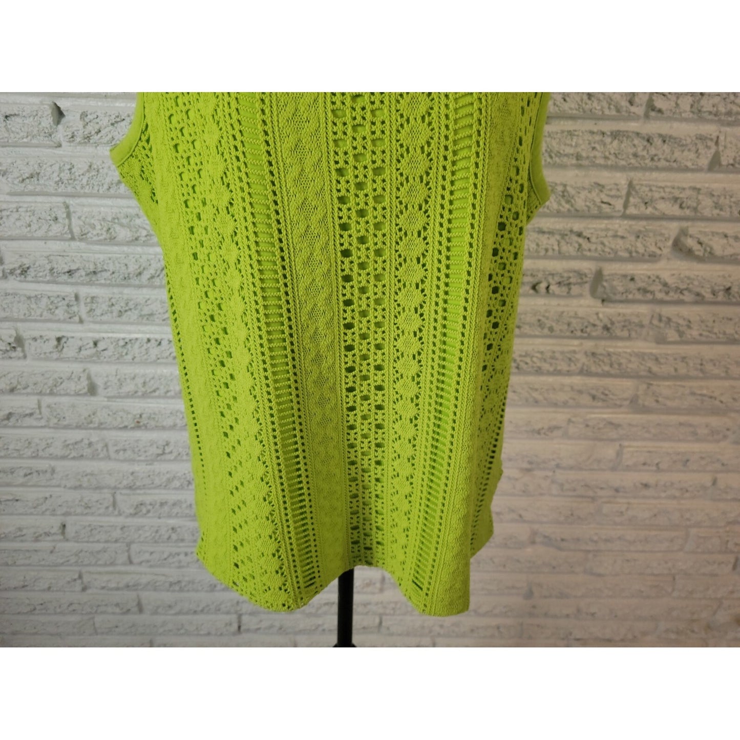 Rafaella Womens Top Extra Large XL Tank Green Crochet Poly Blend Lined Casual