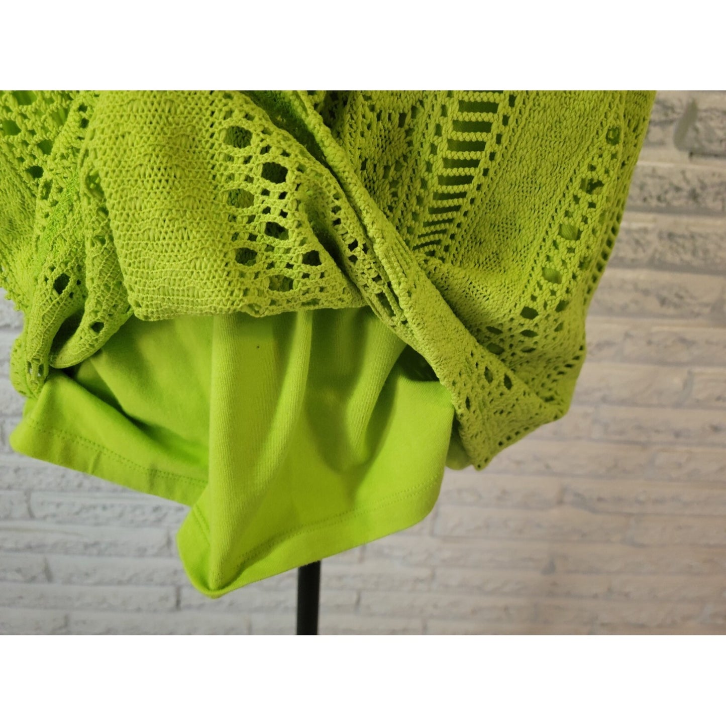 Rafaella Womens Top Extra Large XL Tank Green Crochet Poly Blend Lined Casual