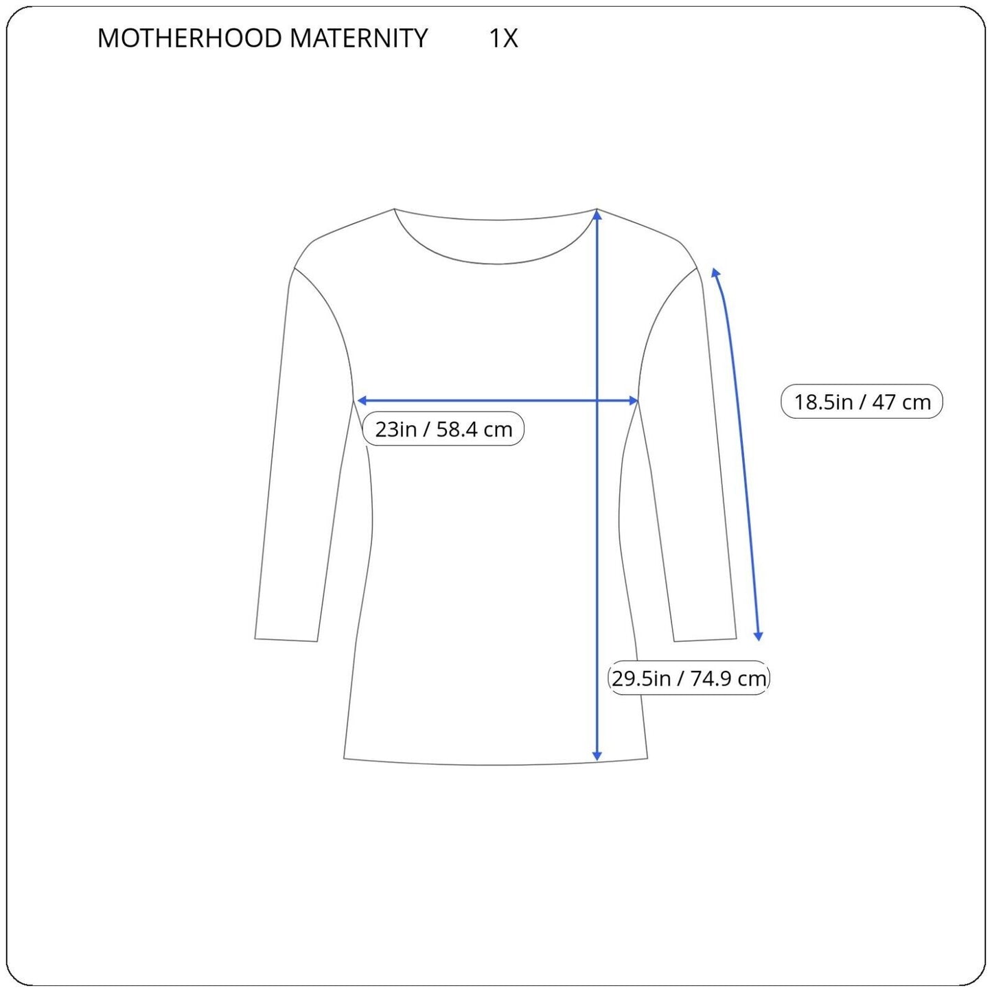 Motherhood Womens Top 1X Maternity 3/4 Sleeve Black Geometric Poly Blend Sash