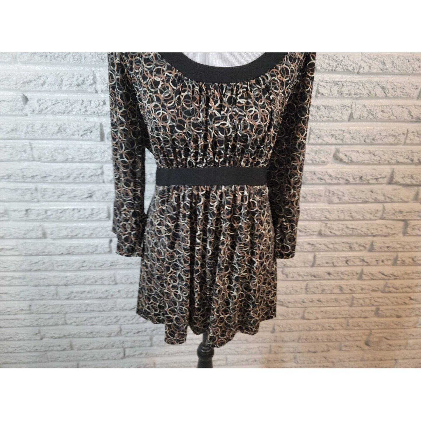 Motherhood Womens Top 1X Maternity 3/4 Sleeve Black Geometric Poly Blend Sash