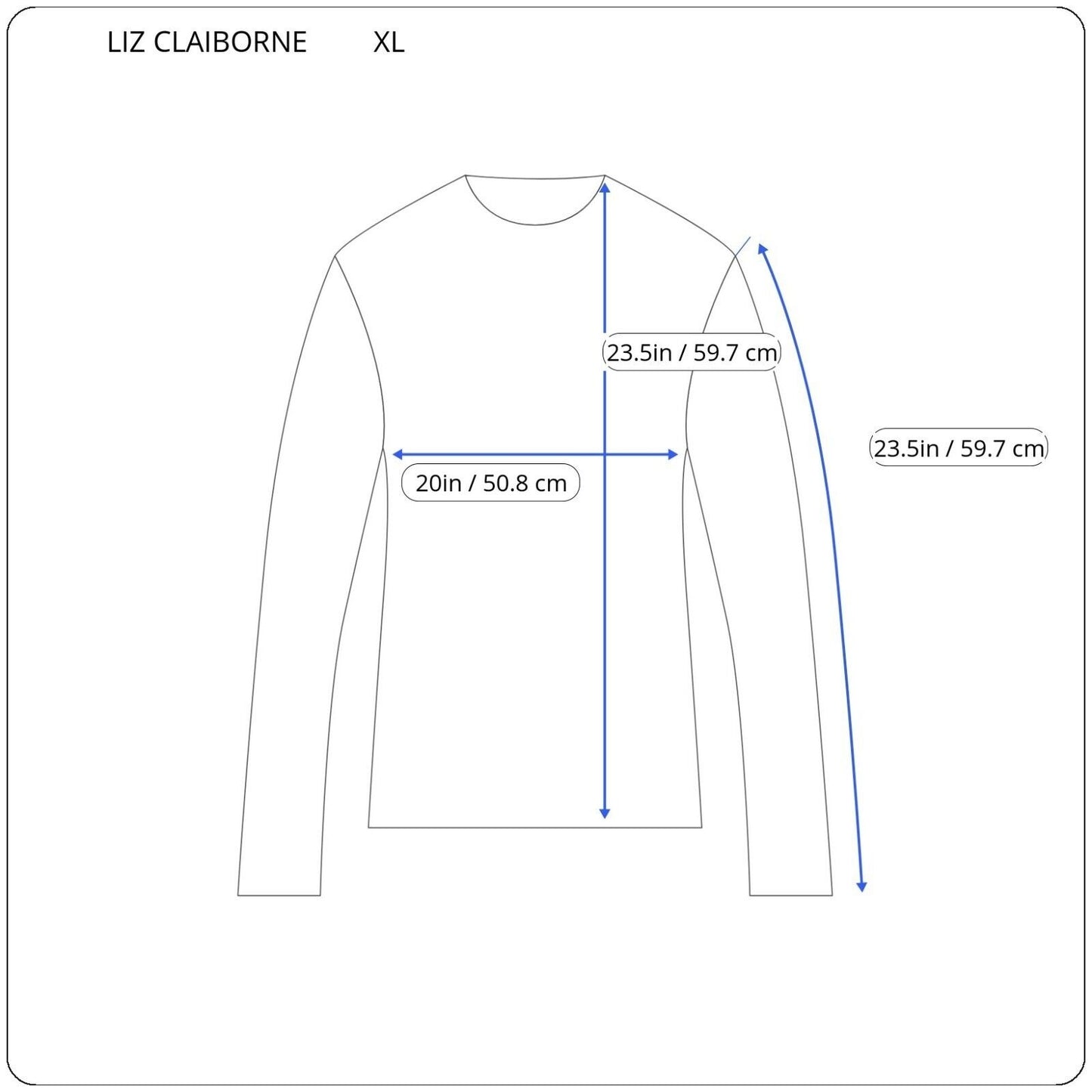 Liz Claiborne Women Top Extra Large Tee Long Sleeve Blue White Stripe Casual