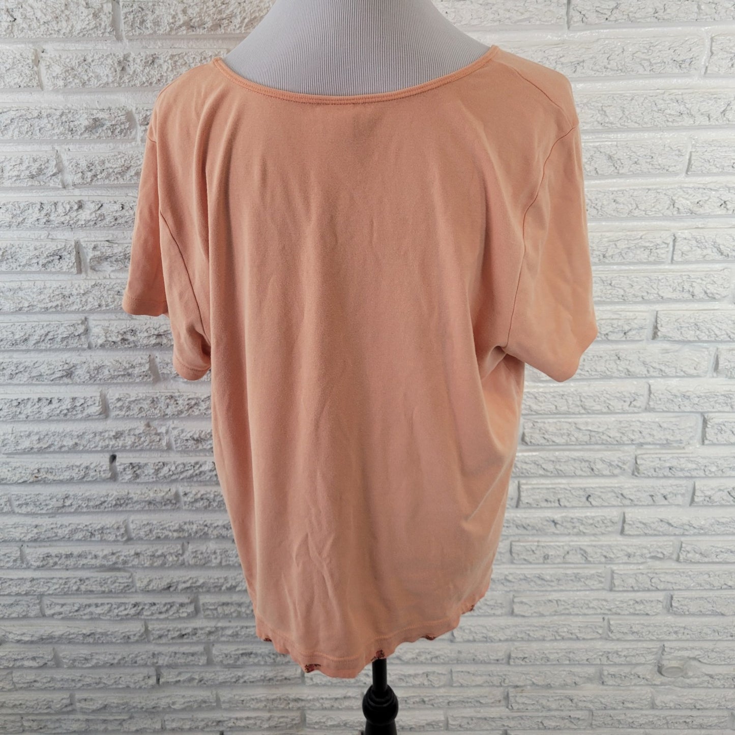 Venezia Womens Top 18 20 Plus Short Sleeve Orange Floral Cotton Casual Comfy