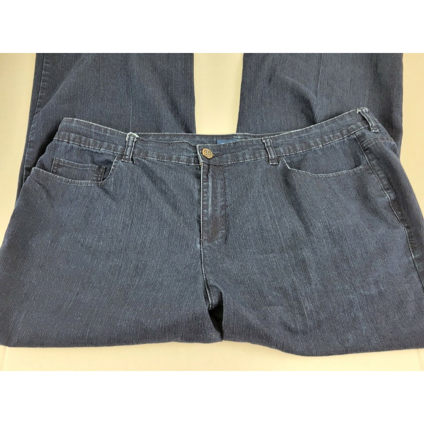 Avenue Womens Jeans 22 Plus Average Boot Cut Dark Blue Denim Wash 5 Pocket Zip