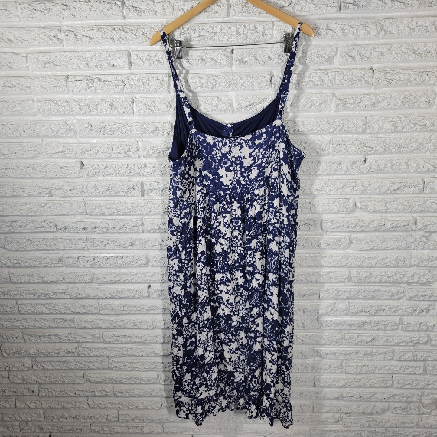 GH Bass Co Womens Dress XXL Plus Slip Midi Blue Adjustable Spaghetti Lined