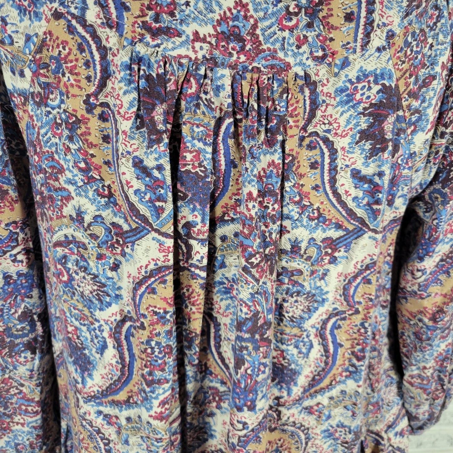 Chelsea & Theodore Womens Button-Up Top 1X Plus 3/4 Sleeve Rayon Paisley Print