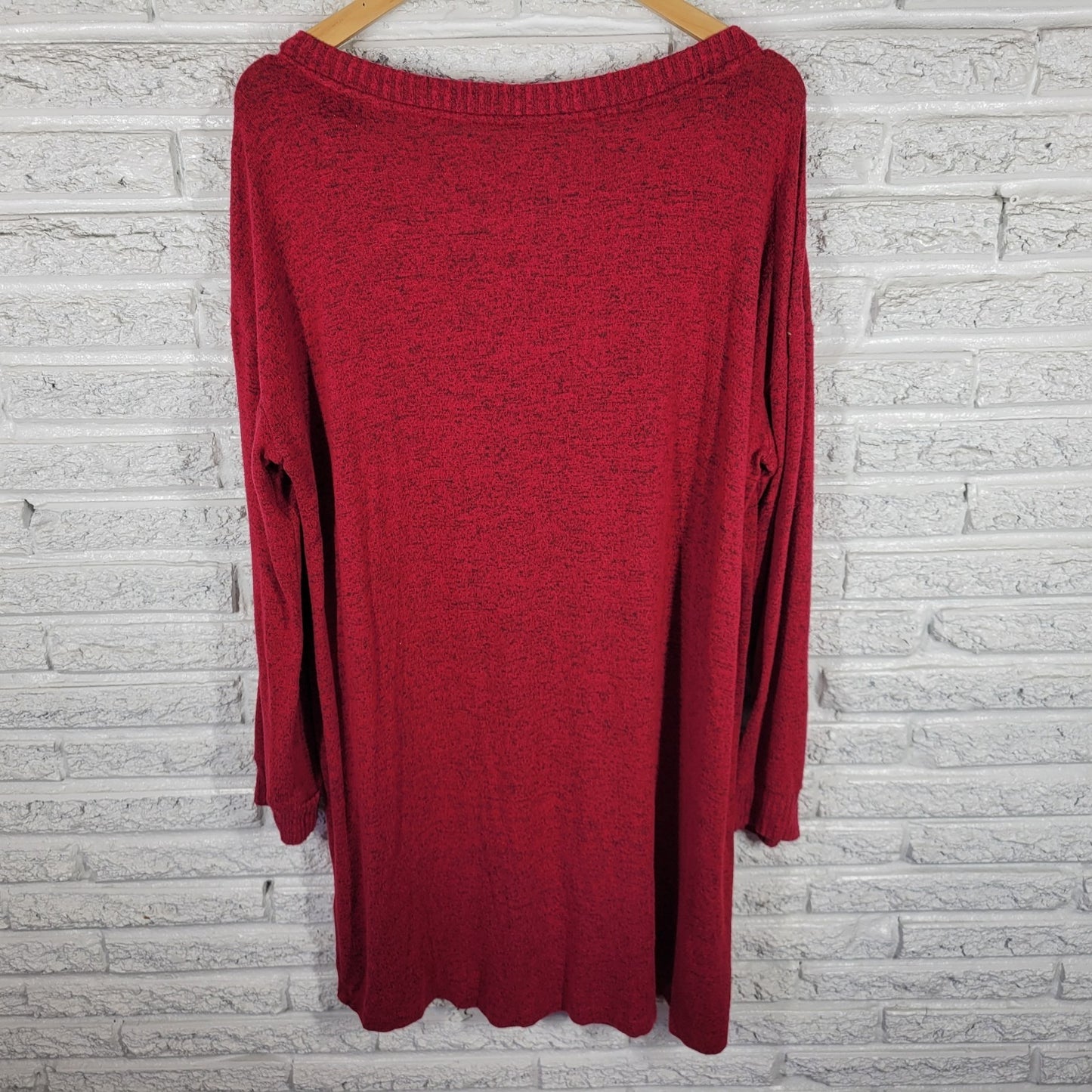 Soma XXL Plus Size Sweater Dress Red Marled V-Neck Long Sleeve Mini Stretch Soft