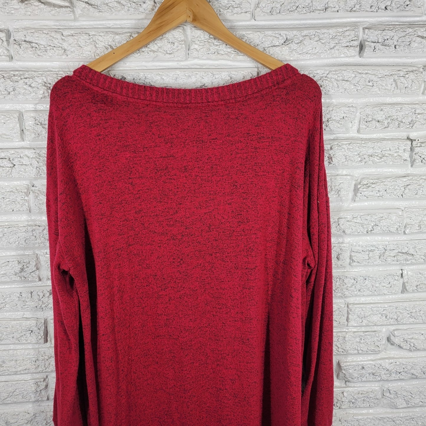 Soma XXL Plus Size Sweater Dress Red Marled V-Neck Long Sleeve Mini Stretch Soft