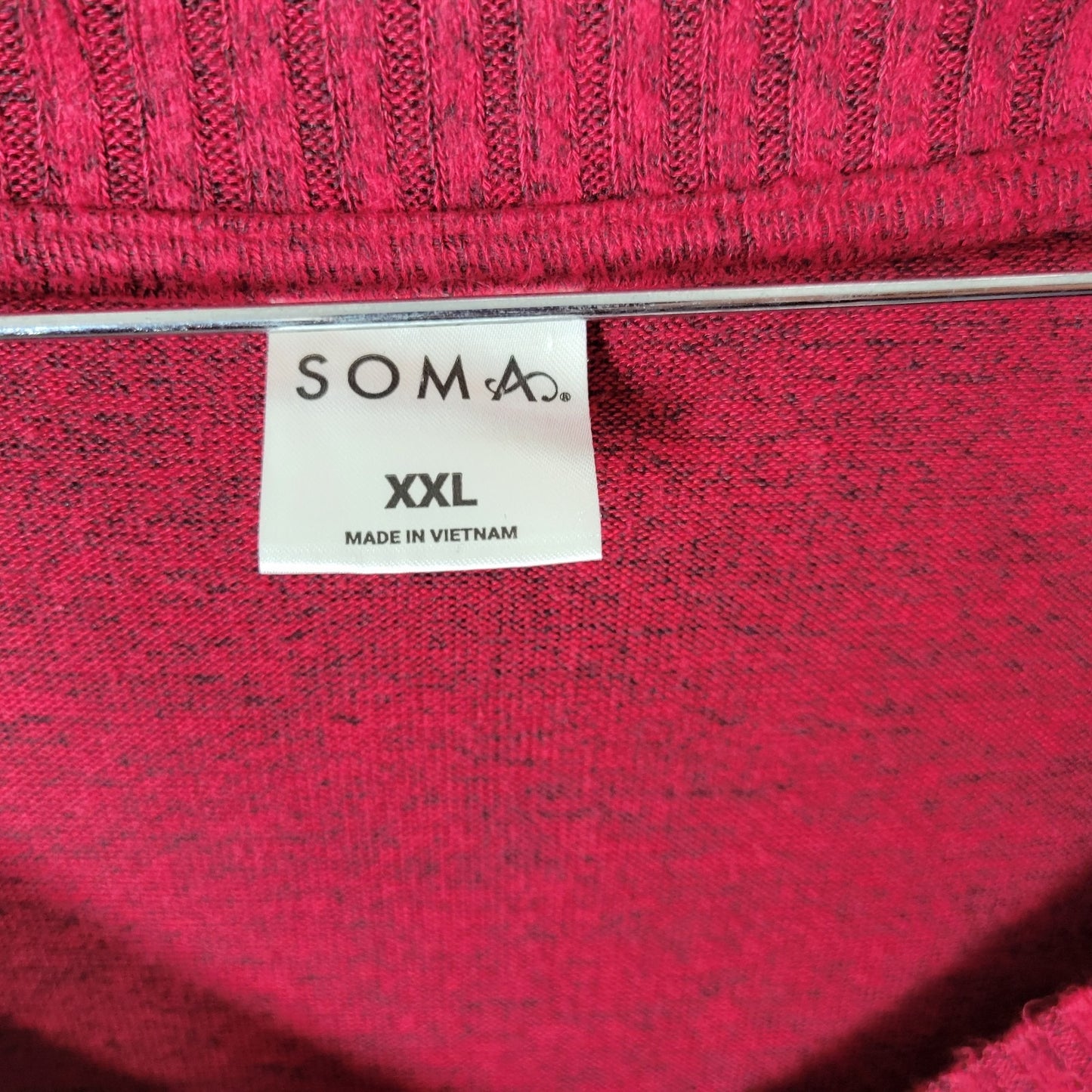 Soma XXL Plus Size Sweater Dress Red Marled V-Neck Long Sleeve Mini Stretch Soft