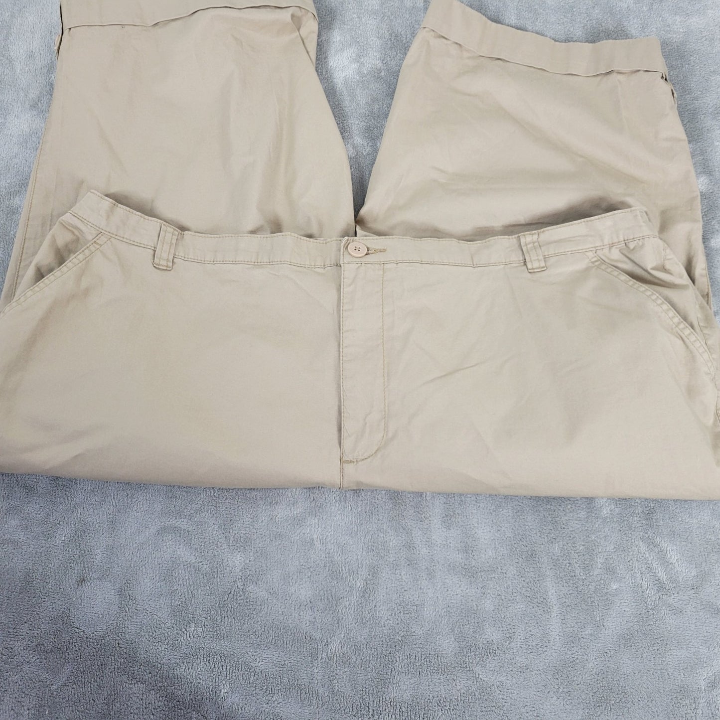 Liz Me Womens Pants 26W Plus Capri Skimmer Beige Zip Fly Cuffed Comfy Casual